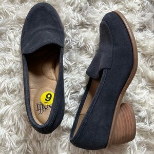 Sofft Womens Cassia Block Heel Loafer Pumps Size 9 Suede gray blue